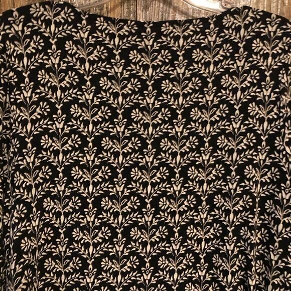 J. Jill Sz M Black Beige Floral Relaxed Fit Flared Sleeves Casual Workwear Top - Picture 3 of 7